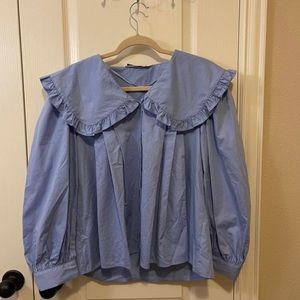 Zara collar blouse top